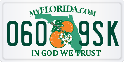 FL license plate 0609SK
