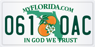 FL license plate 0610AC