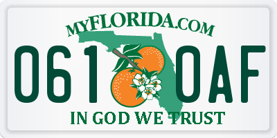 FL license plate 0610AF