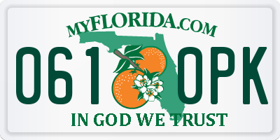 FL license plate 0610PK