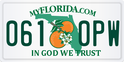 FL license plate 0610PW