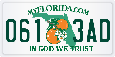 FL license plate 0613AD