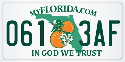 FL license plate 0613AF