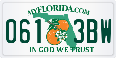 FL license plate 0613BW