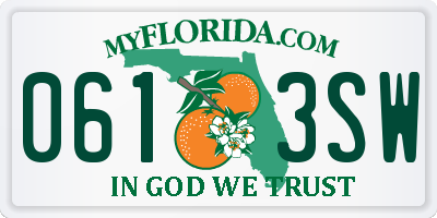 FL license plate 0613SW