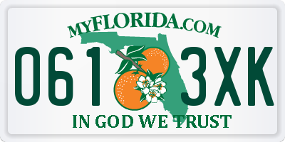 FL license plate 0613XK