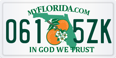 FL license plate 0615ZK