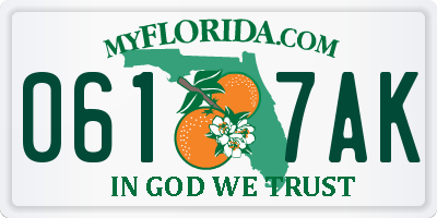 FL license plate 0617AK