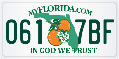 FL license plate 0617BF