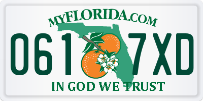 FL license plate 0617XD