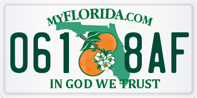 FL license plate 0618AF