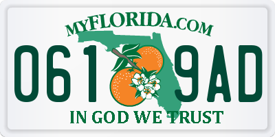 FL license plate 0619AD