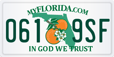 FL license plate 0619SF
