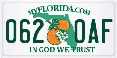 FL license plate 0620AF