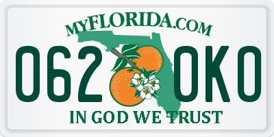 FL license plate 0620KO