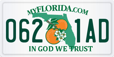 FL license plate 0621AD