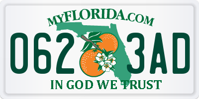 FL license plate 0623AD