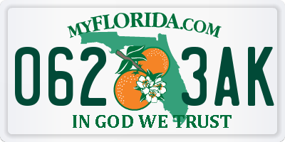 FL license plate 0623AK
