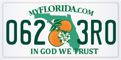 FL license plate 0623RO