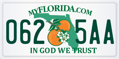 FL license plate 0625AA