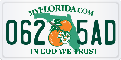 FL license plate 0625AD