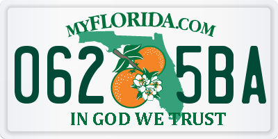 FL license plate 0625BA