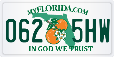 FL license plate 0625HW