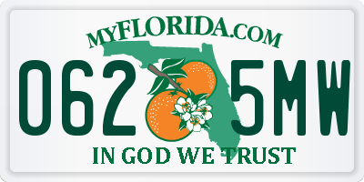 FL license plate 0625MW