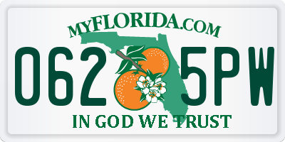 FL license plate 0625PW