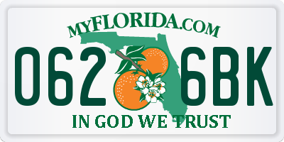 FL license plate 0626BK