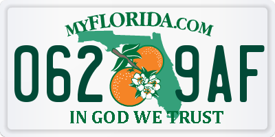 FL license plate 0629AF