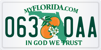 FL license plate 0630AA