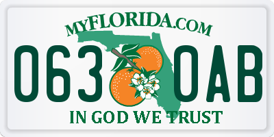 FL license plate 0630AB