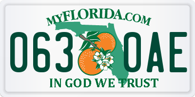 FL license plate 0630AE