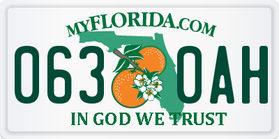 FL license plate 0630AH