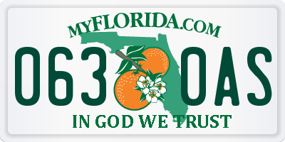 FL license plate 0630AS