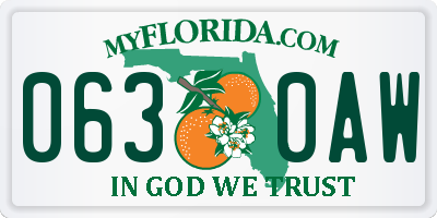 FL license plate 0630AW