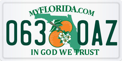 FL license plate 0630AZ