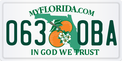 FL license plate 0630BA