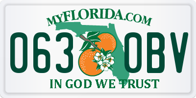 FL license plate 0630BV