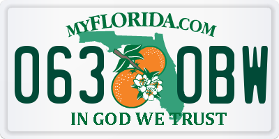 FL license plate 0630BW