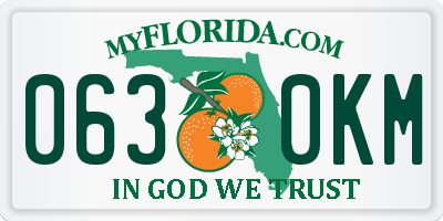 FL license plate 0630KM