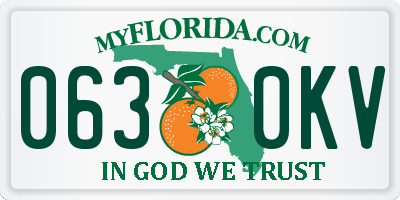 FL license plate 0630KV