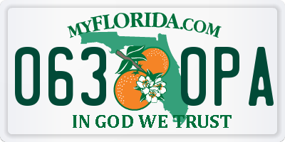 FL license plate 0630PA