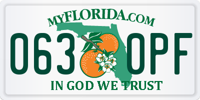 FL license plate 0630PF