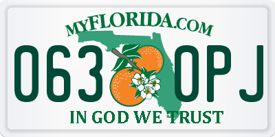 FL license plate 0630PJ