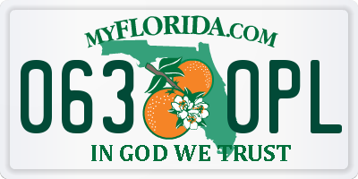 FL license plate 0630PL