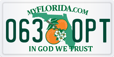 FL license plate 0630PT