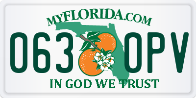 FL license plate 0630PV