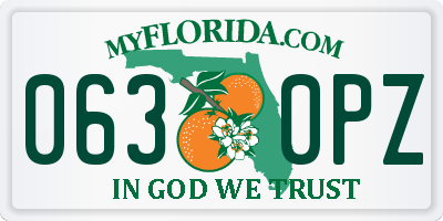 FL license plate 0630PZ